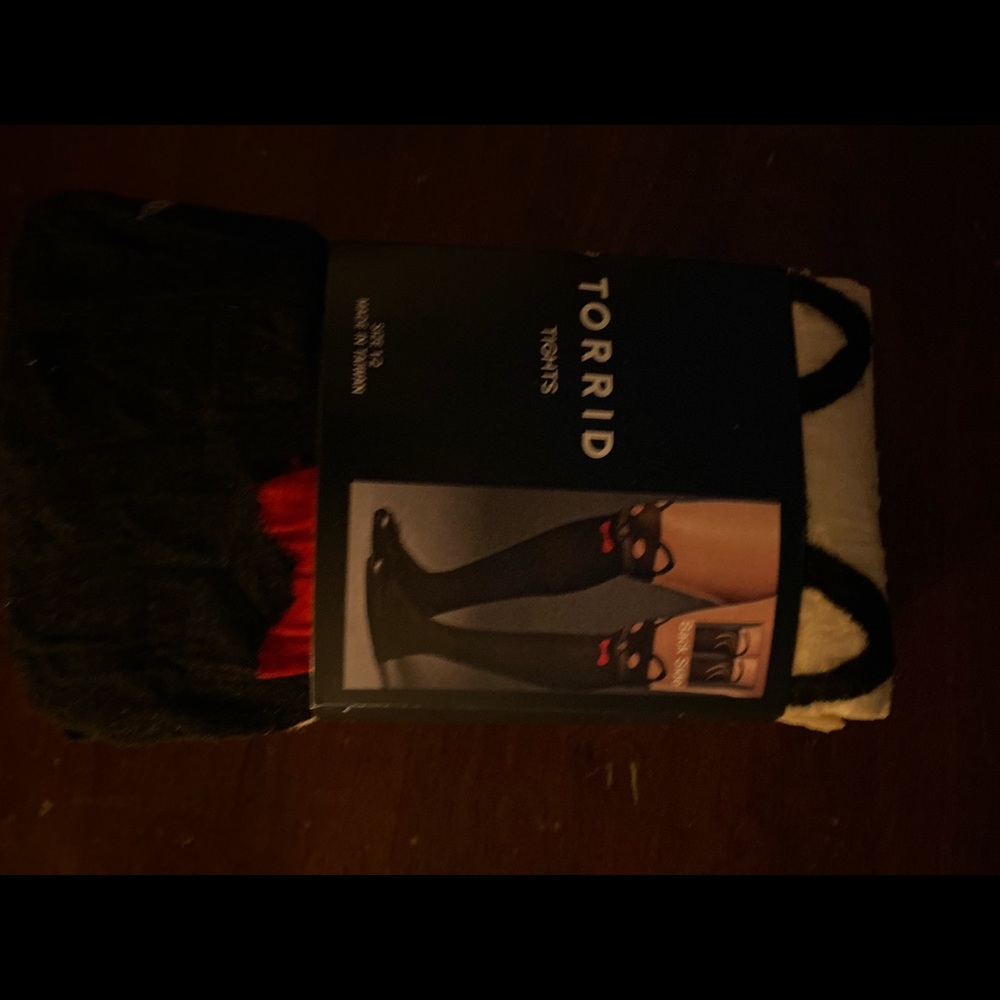 Torrid black car red bow tights size 1/2